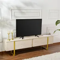 Dmora TV-Schrank Gussola 180x29,5x50 cm Beige 1 Regal 2 Fächer