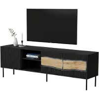 Dmora TV-Möbel Luvinate 190x40x61,5h cm Schwarz, 2 Ablagen, 5 Fächer
