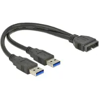DeLOCK 0.25m USB3.0/2xUSB3.0, 0,25 m, 2 x USB A, USB 3.2 Gen 1 (3.1 Gen 1), Männlich/Männlich, 5 Gbit/s, Schwarz