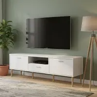 Dmora TV-Schrank Heloise 177,2x39,8x56,8h cm Weiß mit Schublade