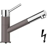 BLANCO KANO-S Küchenarmatur Wasserhahn Niederdruck vulkangrau/chrom Schlauchbrause