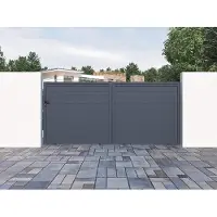Vente-unique Elektrisches Schiebetor aus massivem Aluminium L374 x H165 cm anthrazit NAZARIO