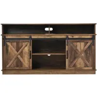 OKWISH TV Schrank mit Schiebetüren Regalen Stauraum 148x40x78cm Braun