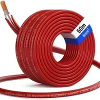 HB-DIGITAL Solarkabel 6 mm2 H1Z2Z2-K TÜV Zertifiziertes Photovoltaik Kabel für PV Anlagen 50m Rot