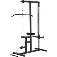 HOMCOM Kraftturm Dip-Station mit Verstellbarem Sitz Stahl 107x120x190cm Schwarz