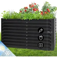 Blumfeldt Hochbeet aus Metall, Wetterfestes Stahlblech-Hochbeet für Balkon & Garten, Rostfreies Hochbeet, Freistehende Hochbeete 200x100x90 cm, 970L Pflanzkübel Groß für Blumen, Obst, Gemüse