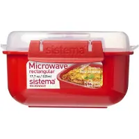 Sistema 1119 Microwave rechteckige Mikrowellenschüssel |525 ml mikrowellenfester Lebensmittelbehälter mit Dampfventil | BPA-frei | rot