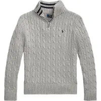 Ralph Lauren Bluse m. Reißverschluss - Strick - Grau Melier - - 14-16 Jahre (164-176) - Blusen