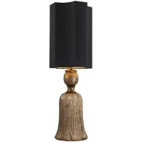 Casa Padrino Luxus Tischleuchte Antik Gold / Schwarz 30,5 x 30,5 x H. 96 cm - Wohnzimmer Lampe - Luxus Qualität