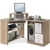 Bega Eckschreibtisch - Eiche Sonoma Nachbildung - Weiß - 97 x 137 cm - 5 Fächer - 2 Schubladen