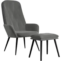 vidaXL Relaxsessel mit Hocker Dunkelgrau Samt