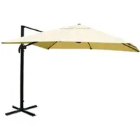 Mendler Gastronomie-Ampelschirm HWC-A96, Sonnenschirm 3x3m (Ø4,24m) Polyester Alu/Stahl 23kg creme ohne Ständer, drehbar