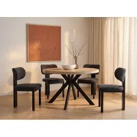 Vente-unique Esstisch - ausziehbar - 4 bis 8 Personen - MDF & Stahl - Naturfarben & Schwarz - KOMONI