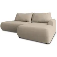 Masseno Ecksofa NUVIRA CL R-S mit Schlaffunktion L-Form, Sofa mit Bettkasten, Wohnzimmersofa, Couch, Soffa, Bettsofa, Couchgarnitur- Beige, CASTEL 15