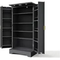 STILVORA Küchenschrank mit LED-Sensorlicht und Gewürzregal, Hochschrank mit Doppeltüren und verstellbaren Regalböden, Aufbewahrungsschrank mit Holzmaserung-Finish