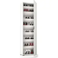 Dmora Mehrzweckschrank Ddarbo, Linearschrank mit 1 Tür und 7 Einlegeböden, Eingangs - oder Badezimmersäule, Modernes Schuhregal, 100% Italy, 50x30h182 cm, Weiß