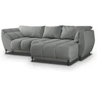 Masseno Ecksofa VESTANO R-S mit Schlaffunktion L-Form, Sofa mit Bettkasten, Wohnzimmersofa, Couch, Soffa, Bettsofa, Couchgarnitur- Grau, MATT VELVET 85