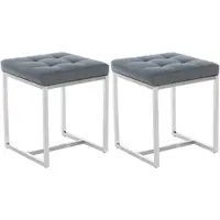 DELUKE 2er Set Sitzhocker VELAN - Kunstleder Grau 40x40x48 cm | Hocker Schlafzimmer Polsterhocker Wohnzimmer Sitzbank Esszimmer
