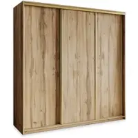 Masseno Schiebetürenschrank NISSE 180/205/60 cm Kleiderschrank mit 4 Schubladen Schlafzimmer Schrank 3-türig Eiche Wotan