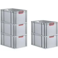 Proregal Spar Set 5x Eurobox Nextgen Color HxBxT 32 x 40 x 60 cm 65 Liter Griffe Rot Offen Verstärkter Boden Eurobehälter Transportbox