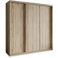 Masseno Schiebetürenschrank NISSE 180/205/60 cm Kleiderschrank mit 4 Schubladen Schlafzimmer Schrank 3-türig Sonoma Eiche
