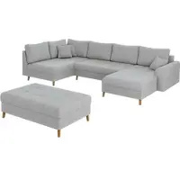 S-Style Möbel Wohnlandschaft mit Hocker Maya , grau , Maße (cm): B: 310 H: 81