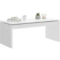 Dmora Couchtisch Dburgi, Wohnzimmer-Zeitungsständer mit Ablagefach, niedriger Couchtisch, 102 x 50 x 43 cm, Weiß