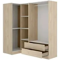 Dmora Kleiderschrank Dmellin, Eckmöbel für Schlafzimmer, Eckschrank mit 4 Flügeltüren, 174x91h184 cm, Eiche
