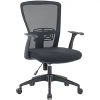 Dmora Bürostuhl Dcas, Mesh-Arbeitsstuhl mit Armlehnen, Ergonomischer Bürositz, 60x64h98/108 cm, Schwarz