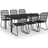 vidaXL 7-tlg. Garten-Essgruppe Poly Rattan und Glas