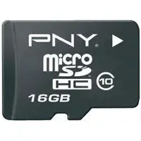 PNY MicroSD, 16 GB, MicroSD, Klasse 10, 20 MB/s, 15 MB/s, Schwarz