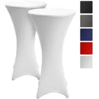 Beautissu Stella Stehtischhusse ø 70 cm Weiß 2tlg