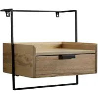 KADIMA DESIGN Nachtkonsole für Wandmontage 44x45x35 cm Mango Massivholz Hellbraun, Nachttisch mit Schublade, Wandboard Schwebend für Boxspringbett, Nachtschrank