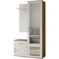AX Living Garderobe mit Spiegel Magnola – 100 cm Breit, Artisan & Weiß