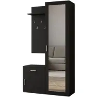 AX Living Garderobe Schwarz Magnola – 100 cm Breite, mit Stauraum & Spiegel