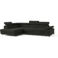 Masseno Ecksofa FAVIEN L-S mit Schlaffunktion L-Form, Sofa mit Bettkasten, Wohnzimmersofa, Couch, Soffa, Bettsofa, Couchgarnitur- Schwarz, MONOLITH 95