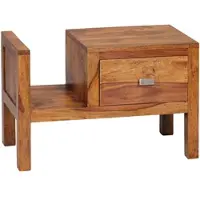 KADIMA DESIGN Robuste Sheesham Nachtkonsole, Landhaus-Optik - Mit Schublade & Ablage. 60x30x40 cm |
