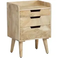 KADIMA DESIGN Nachttisch – Mango Massivholz, 45x33x63 cm, Hellbraun, 3 Schubladen, Ablage