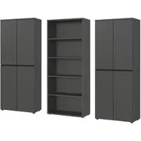KADIMA DESIGN Büroschrankwand 3-teilig | 242x197x40 cm | Graphit | 2 Schränke & 1 Regal | 5 Ordnerhöhen & Soft-Close | Aktenwand Germany | Büro Set