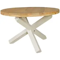 KADIMA DESIGN Esstisch "Teko": Massivholz Rund, 120 cm Durchmesser, Akazie Holz, Kreuzbeine, Handgefertigt. Beige, 120x120x75 cm |