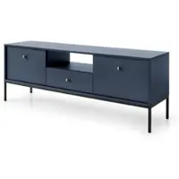 Masseno TV-Schrank MONDO 153,4 cm Fernsehschrank mit 1 Schubladen und 2 Türen TV-Lowboard für Wohnzimmer Modern 153,4x39x56,2 cm Blau / Blau