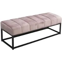 KADIMA DESIGN Sitzbank Samt Rosa 108x40x40 cm Flur Polsterbank mit Metallgestell, Design Bettbank Schlafzimmer Gesteppt, Flurbank Garderobenbank