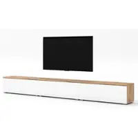 AX Living Lowboard 3x100cm Loriano TV Board Eiche Wotan/weiß Hochglanz