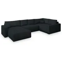 Masseno Ecksofa VELAMI R-S mit Schlaffunktion U-Form, Sofa mit Bettkasten, Wohnzimmersofa, Couch, Soffa, Bettsofa, Couchgarnitur- Schwarz, POSO 135
