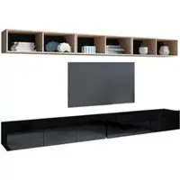 AX Living Wohnwand Modern Kossana 33 – 300 cm Goldene Eiche/Schwarz