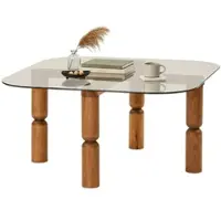 Dmora Gran - Couchtisch, 80x80x40h cm Nussbaum Braun, Rauchglas-Effekt