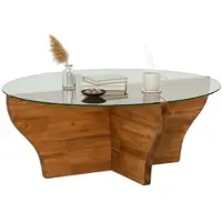 Dmora Califfi - Couchtisch, 92x92x36h cm Eiche Braun, Zeitschriftenhalter