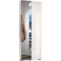 Dmora 2-türiger MehrzweckschrankMbombela, Multifunktionale Möbel, Schuhschrank, Besenschrank, Italy, 70x19h200 cm, Glänzendes Weiß