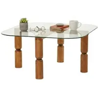 Dmora Gran - Couchtisch, 80x80x40h cm Nussbraun, Zeitschriftenhalter