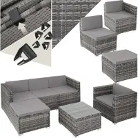 TecTake Rattan Lounge Lignano für 4 bis 5 Personen widerstandsfähig